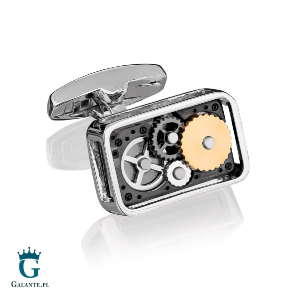 Spinki do mankietów Mechanizm Zegara CLM-111 Onyx-Art London