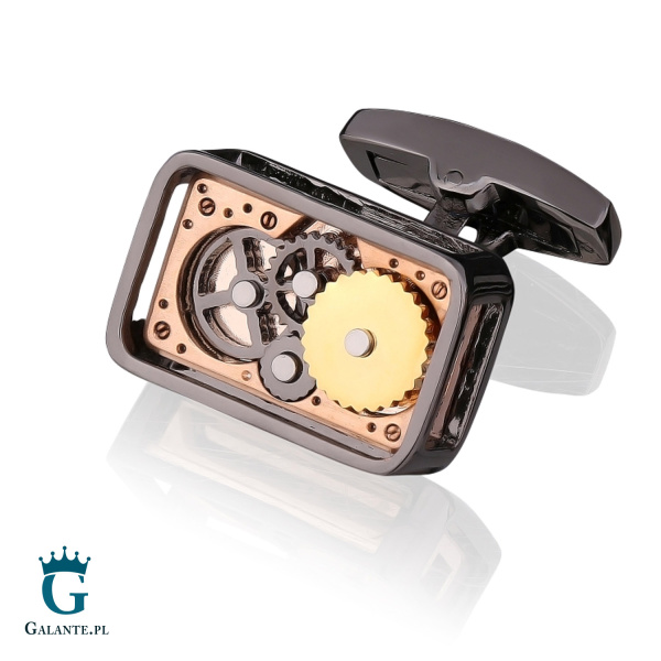 Spinki do mankietów Mechanizm Zegara CLM-113 Onyx-Art London