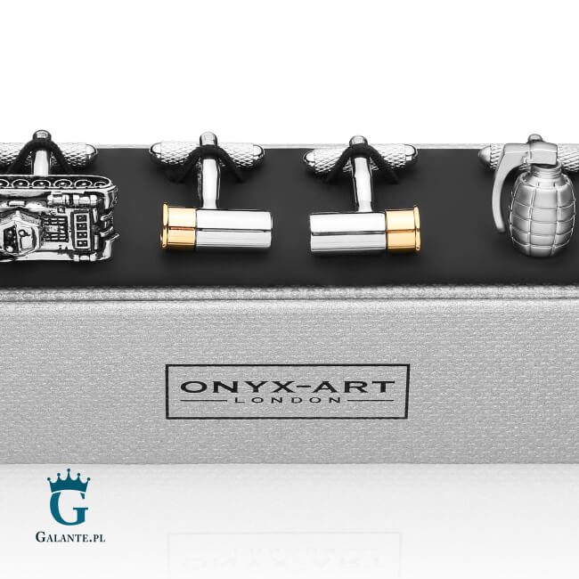 CKS028 Militarny zestaw spinek do mankietów na prezent dla żołnierza