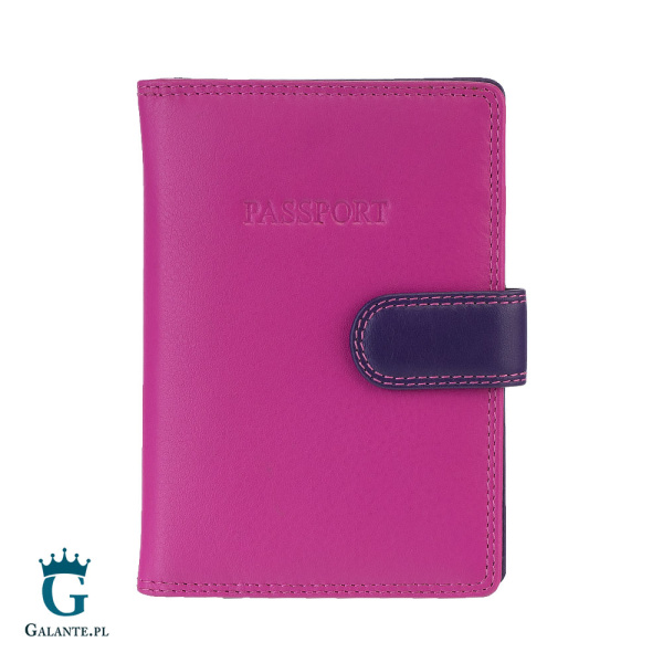 Kolorowe skórzane etui na paszport Visconti RB-75 RFID – jagodowy