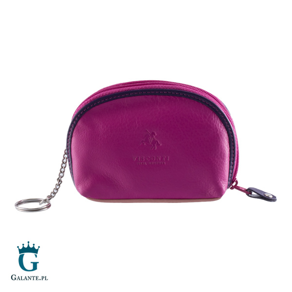 Portfel damski na bilon i klucze Visconti RB-63 – jagodowy