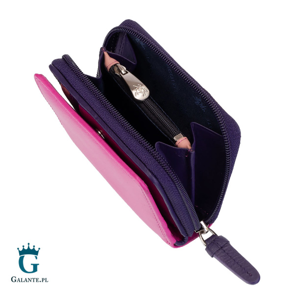 Kolorowy portfelik skórzany Visconti RB-53 jagodowy