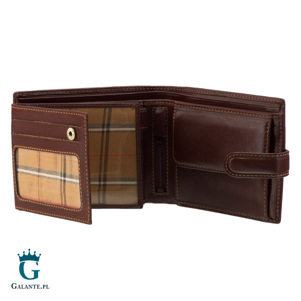 Skórzany portfel męski z zapięciem Visconti MZ-5 brązowy