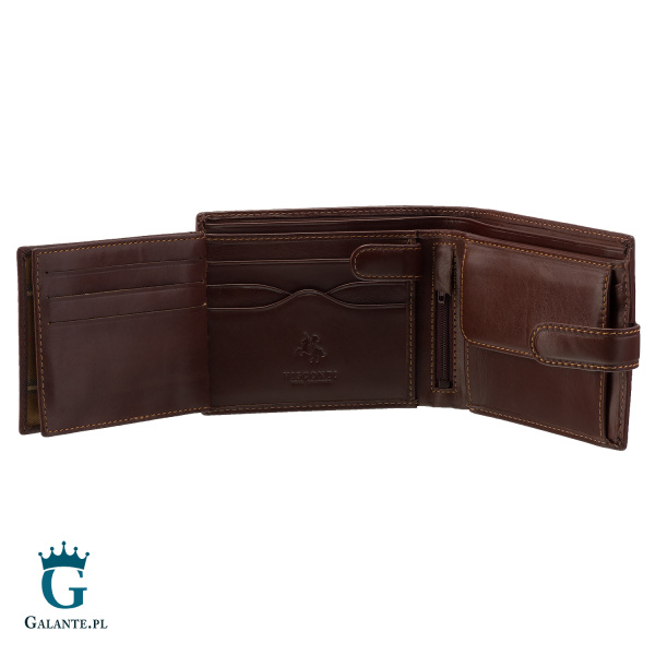 Skórzany portfel męski z zapięciem Visconti MZ-5 brązowy