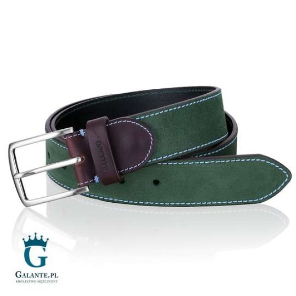 Zielony zamszowy pasek do spodni Miguel Bellido 576-38-1906-12-007