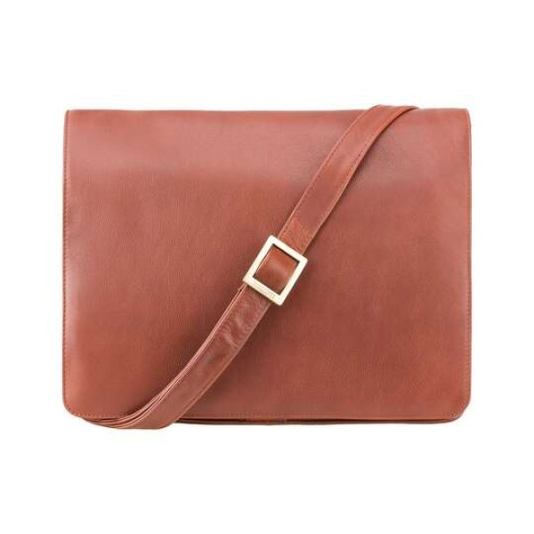 Pojemna torba na ramię listonoszka Visconti V-753 – brązowa