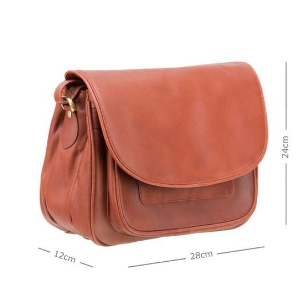 Skórzana torebka damska listonoszka Visconti V-2195 brązowy