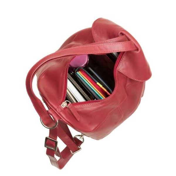 Mały skórzany plecak damski Visconti V-01721 czerwony