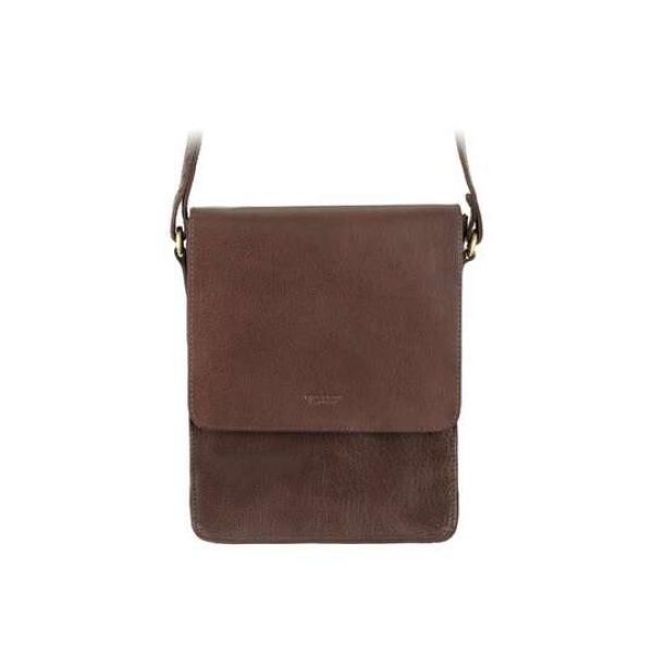 Torba na ramię listonoszka A5 ze skóry licowej Visconti S-11 – brązowa