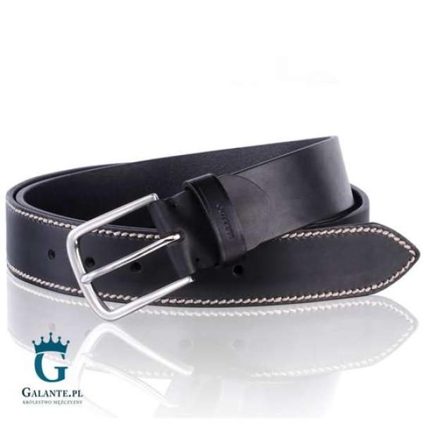 Skórzany pasek męski czarny Miguel Bellido 665-0808-01