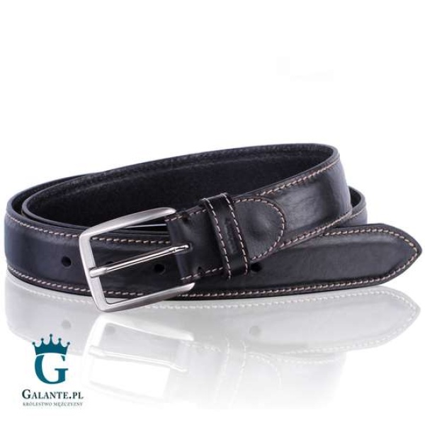 Skórzany pasek męski czarny Miguel Bellido 850-2691-01