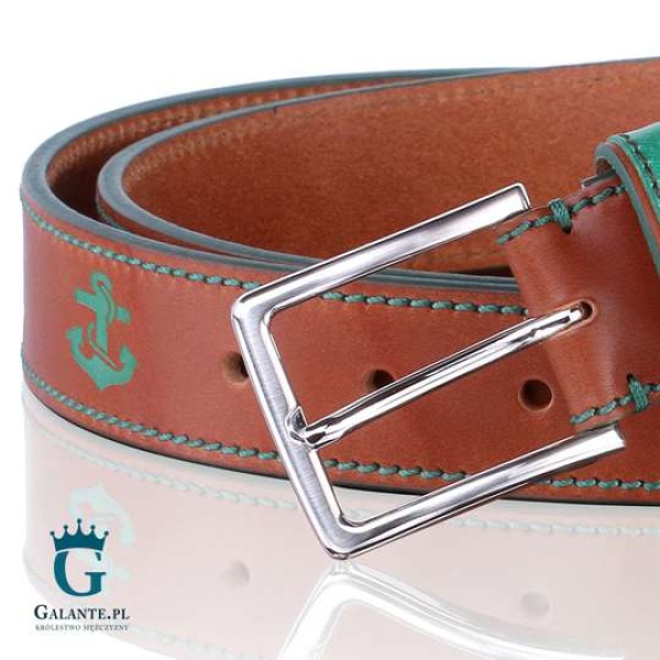 Skórzany pasek męski brązowy Miguel Bellido 585-2341-18