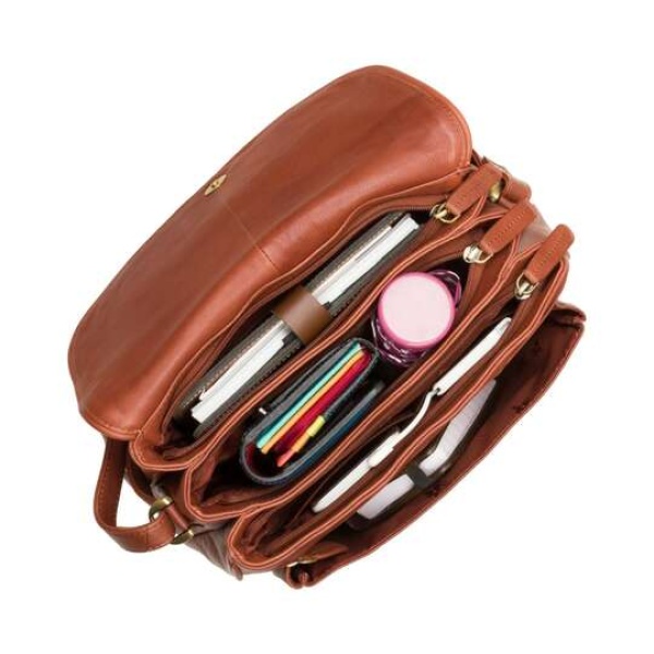 Skórzana torebka damska listonoszka Visconti brązowa