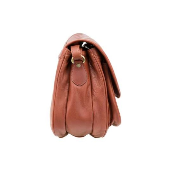 Skórzana torebka damska listonoszka Visconti brązowa