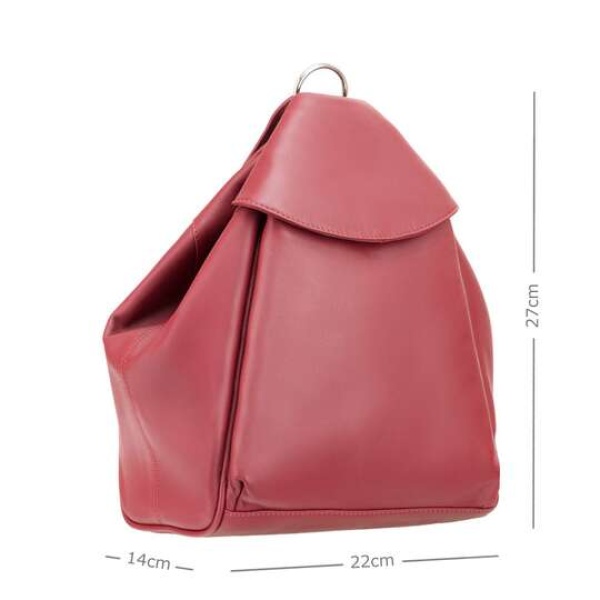 Mały skórzany plecak damski Visconti V-01721 czerwony