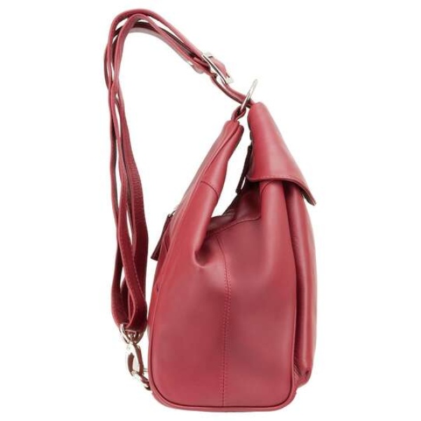 Mały skórzany plecak damski Visconti V-01721 czerwony