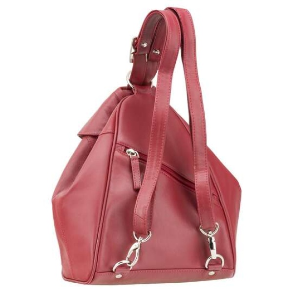 Mały skórzany plecak damski Visconti V-01721 czerwony