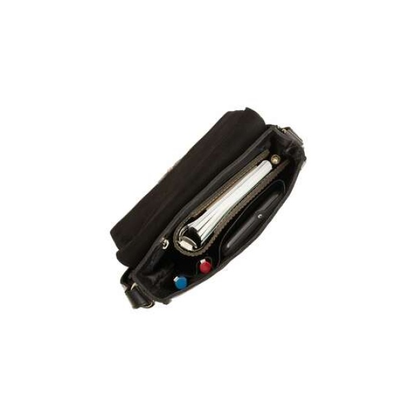 Torba na ramię listonoszka A5 ze skóry licowej Visconti S-11 – czarna