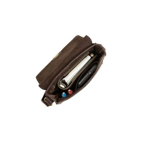 Torba na ramię listonoszka A5 ze skóry licowej Visconti S-11 – brązowa