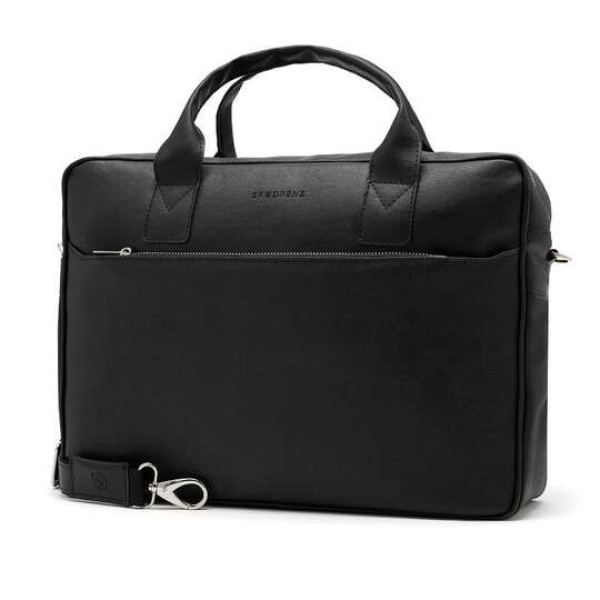 Torba na laptop ze skóry eko Brodrene B12 czarna