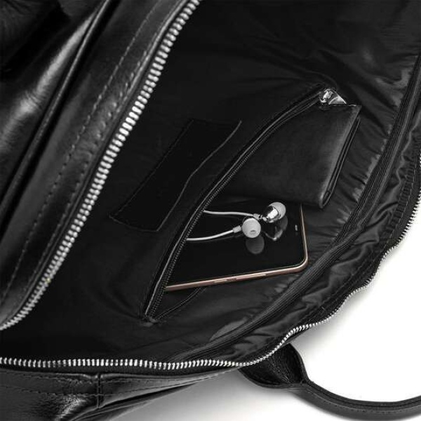 Torba podróżna ze skóry naturalnej Brodrene R10 Czarna