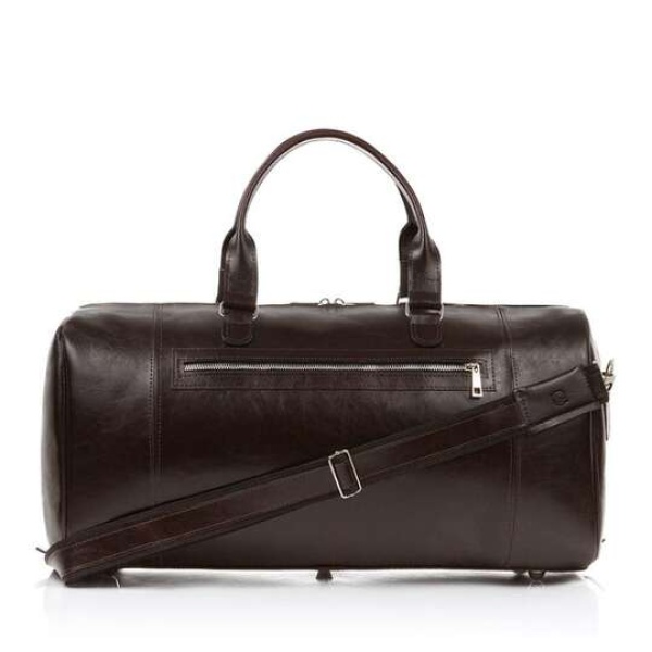 Skórzana torba podróżna na ramię Brodrene R30 ciemnobrązowa
