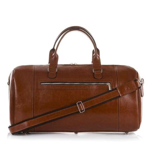 Skórzana torba podróżna na ramię Brodrene R30 jasny brąz