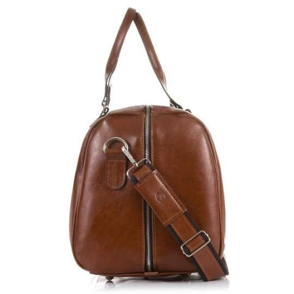 Skórzana torba podróżna na ramię Brodrene R30 jasny brąz