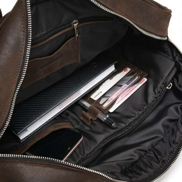 Skórzana torba na ramię Brodrene BL01 Brązowa