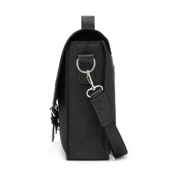 Duża skórzana torba męska na ramię Brodrene Czarna