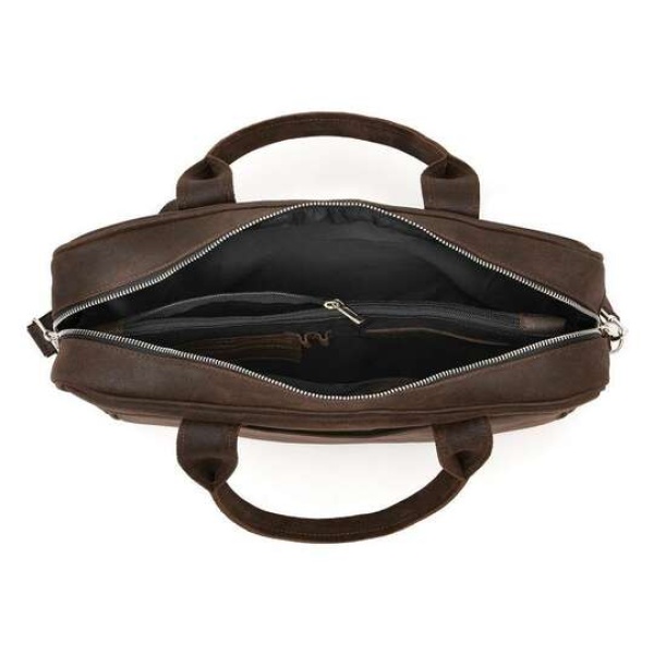 Duża skórzana torba na ramię Brodrene BL12 Brązowa