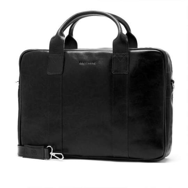 Duża torba na ramię ze skóry licowej Brodrene R01 Czarna