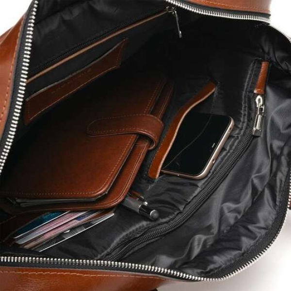 Duża torba na ramię ze skóry licowej Brodrene jasny brąz