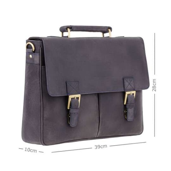 Teczka męska na ramię Visconti V-18716 czarno-granatowa