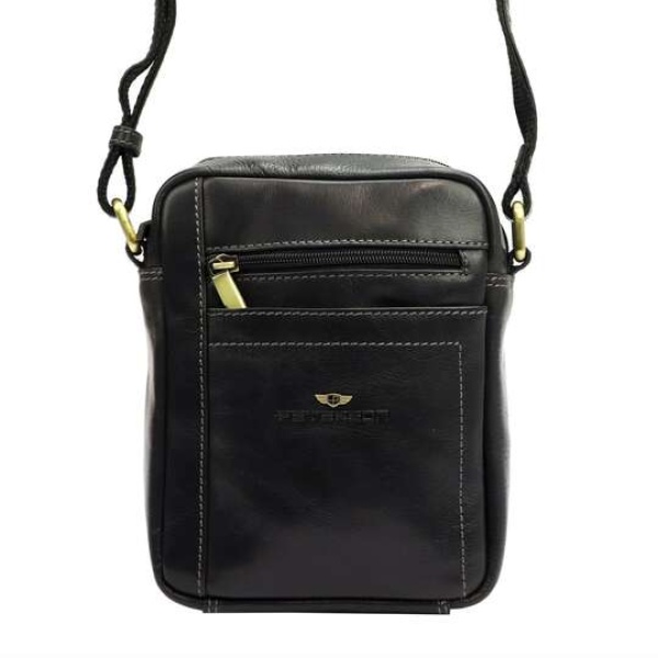 Skórzana listonoszka saszetka męska PETERSON 117 czarna