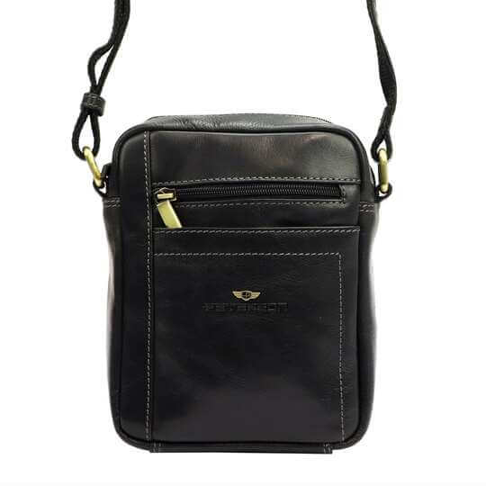 Torba na ramię listonoszka ze skóry licowej Visconti ML-20 – czarna