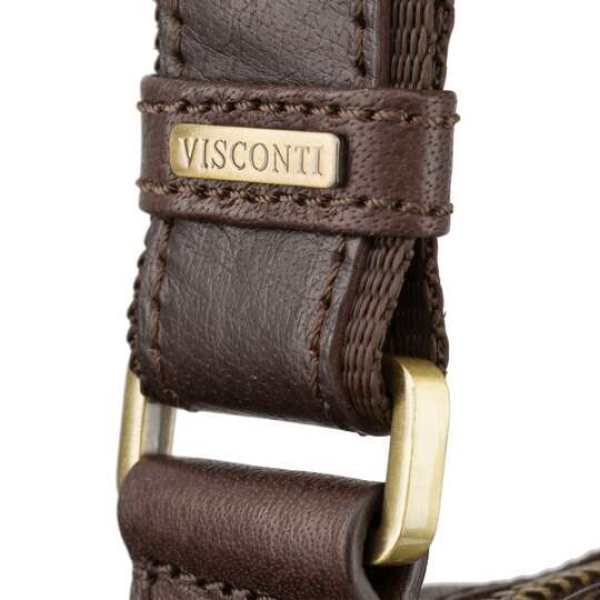 Saszetka męska na ramię ze skóry licowej Visconti brązowa