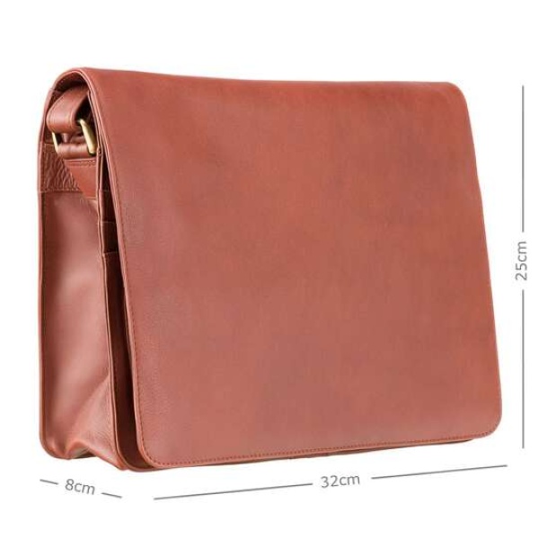 Pojemna torba na ramię listonoszka Visconti V-753 – brązowa