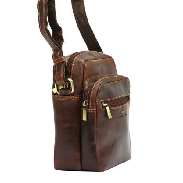 Listonoszka męska ze skóry licowej PETERSON brązowa