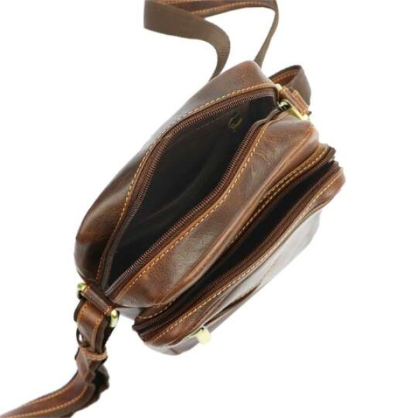 Listonoszka męska ze skóry licowej PETERSON brązowa