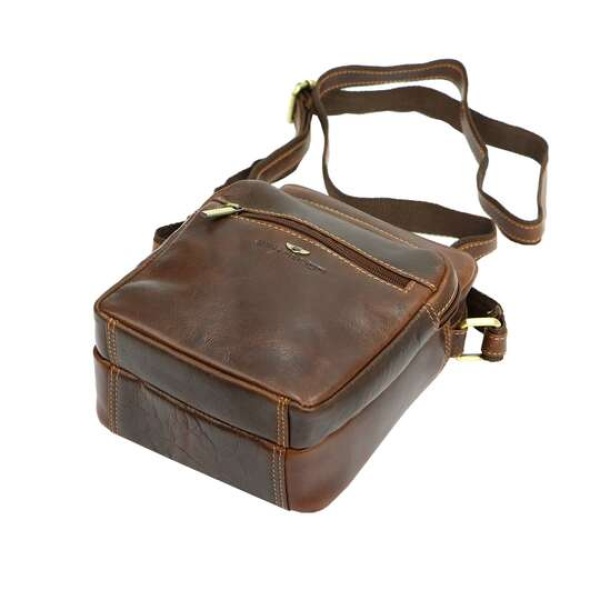 Listonoszka męska ze skóry licowej PETERSON brązowa