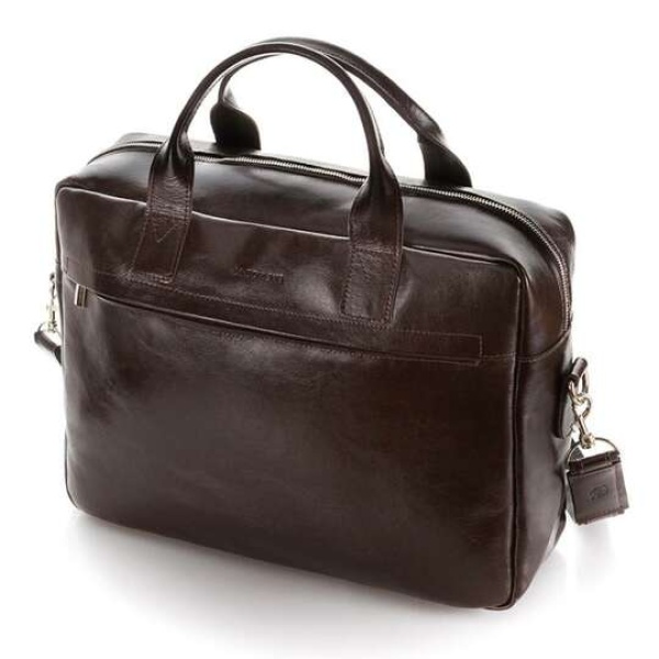 Duża skórzana torba męska Brodrene R03XL – brązowa ciemna