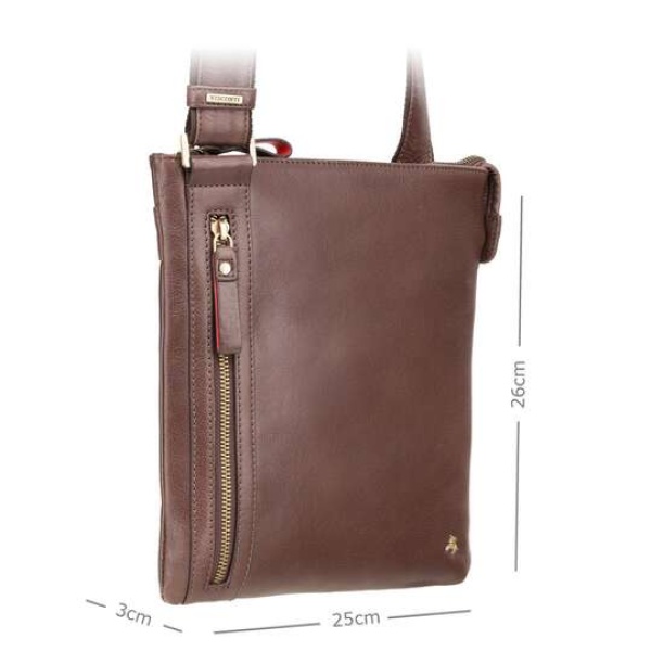 Cienka torba na ramię ze skóry licowej Visconti ML-25 – brązowa