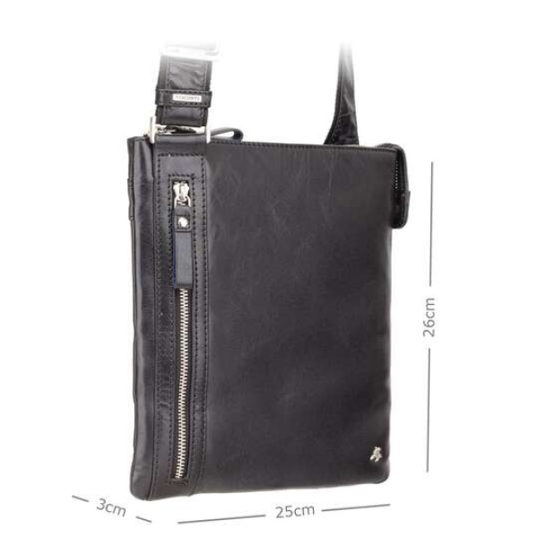 Cienka torba na ramię ze skóry licowej Visconti ML-25 czarna