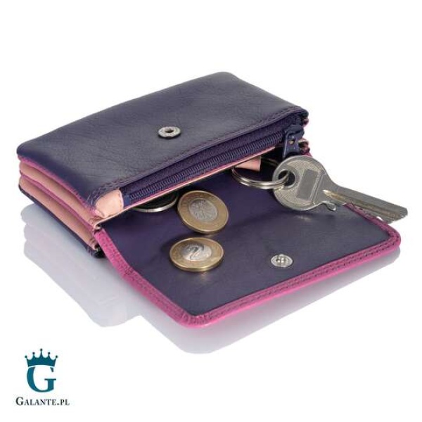 Kolorowy portfel damski na bilon i klucze Visconti RB-99 – jagodowy