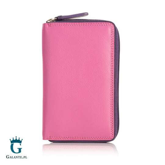 Portfelik damski w kropki na zatrzask Visconti P-3 RFID – jagodowy