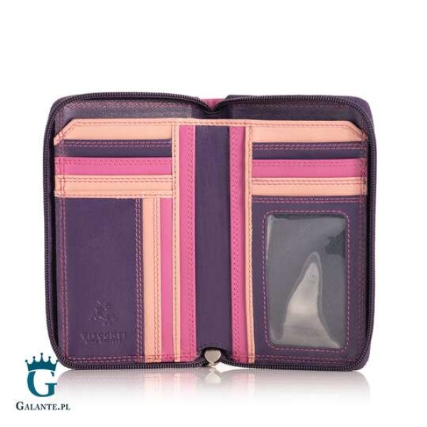 Kolorowy portfel damski na zamek Visconti RB-98 z RFID – jagodowy