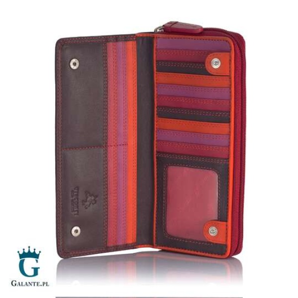 Duży kolorowy portfel skórzany Visconti śliwkowy