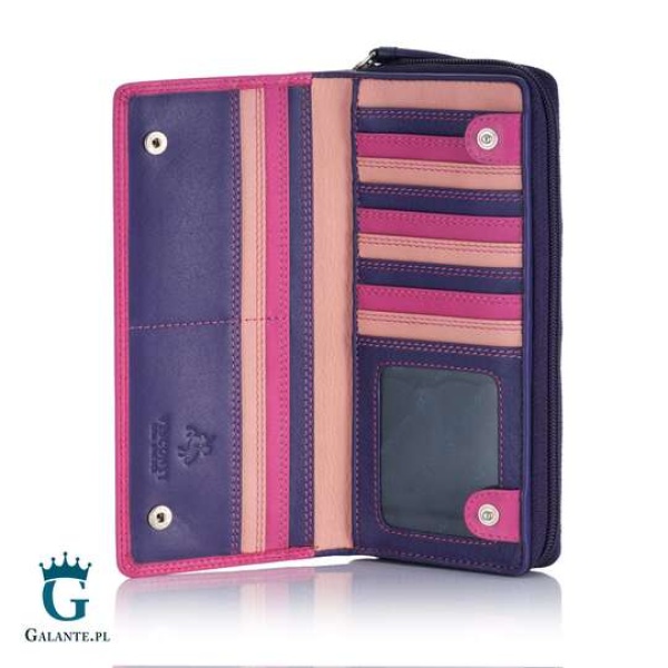 Duży kolorowy portfel damski Visconti RB-55 z RFID – jagodowy