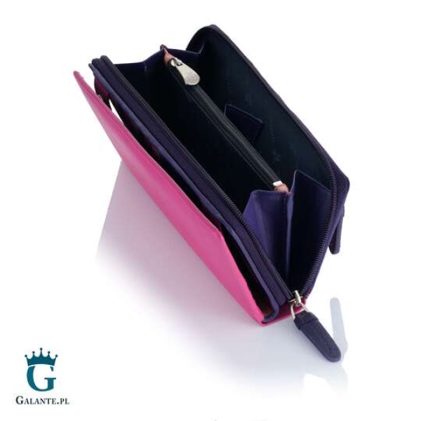 Duży kolorowy portfel damski Visconti RB-55 z RFID – jagodowy